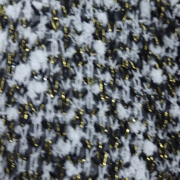 Monteau Sweater Cardigan Knit Black White Gold Metallic Small 3/4 Sleeves Fancy - Picture 4 of 8